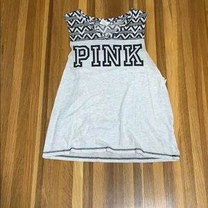 PINK Light Gray with Print Muscle Tee